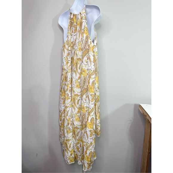 Mlle Gabrielle Dress Womens Extra Large Yellow Sleeveless Paisley Pattern Maxi - Picture 9 of 10